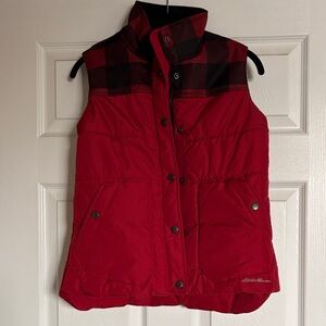 Red Plaid Puffer Vest